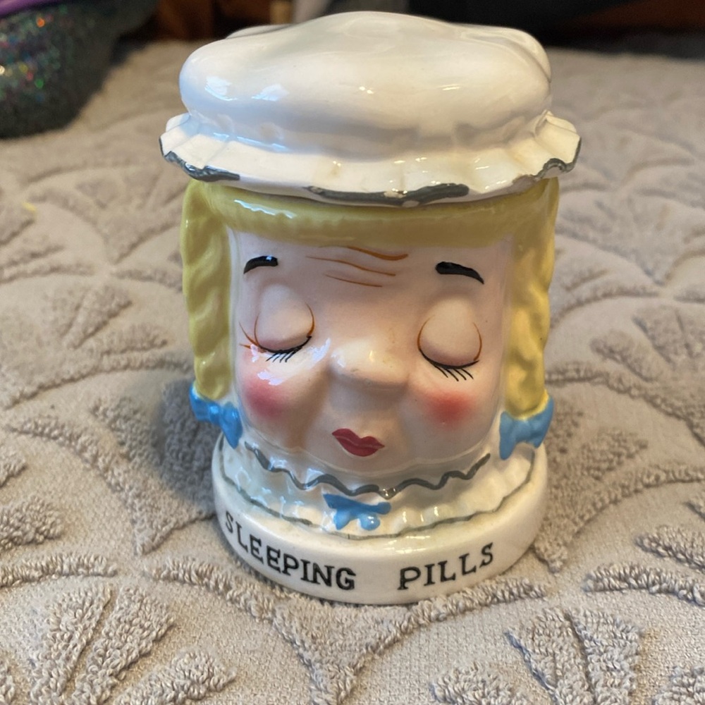 1960 Shafford Headache Pill jar-sleeping.